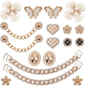 18 Pcs Bling Shoe Charms Bling Chain Shoes Charms Accessories for Women Butterfly Flower Clog Shoes Decoration Crystal Rhinestone Shoes Charms Bling Cute Decor for Girls Shoes Party Birthday Gifts