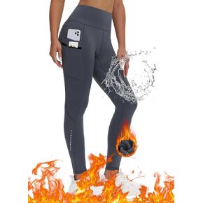 سراويل نسائية مبطنة بالصوف للجري والمشي لمسافات طويلة مقاومة للماء عالية الخصر سراويل شتوية حرارية سراويل يوجا بجيوب بسحاب in Kuwait