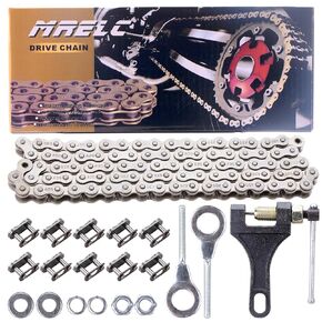 420 Rear Drive Chain 90 Link+ Chain Breaker, fit for Coleman Mini Bike CT200U BT200X CT200U-EX Trail 200 Baja Warrior TrailMaster Heat Massimo MB165 MB200 196cc 6.5hp Powersports Mini Bike Part