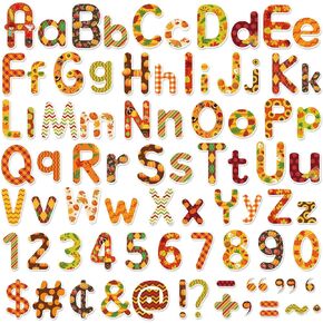 Faccito 231 Pcs Fall Thanksgiving Bulletin Board Letters Combo Pack Classroom Decorations Fall Cutout Letters 4.3" 3.2" Autumn Alphabet Numbers Punctuation Accents Set for Chalkboard Home School Wall