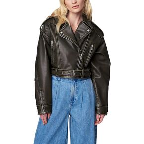[BLANKNYC] womens Oversized Vegan Leather Moto Jacket