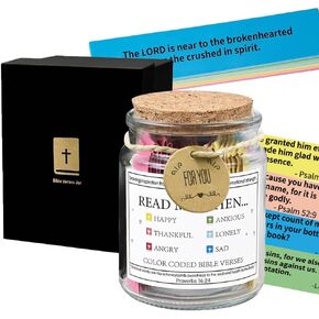 Bible Verses Jar, Read Me When Bible Verses Jar, Bible Verses in a Jar for Emotions and Feelings, Prayer Jar, Hope Jar, Bible Stuff, Scripture Gifts, Christian Bible Gifts for Women Men Mom Dad Friend