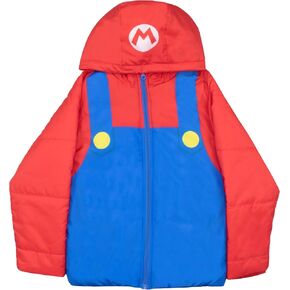 Nintendo Super Mario Bros Winter Jacket for Boys Mario Kart Graphic Print Boys Puffer Winter Coat for Big and Little Kids