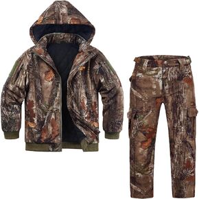ملابس صيد مموهة للأطفال من NEW VIEW صامتة، سترة وسراويل صيد للشباب للشتاء البارد، معطف صيد مموه للأولاد والبنات (شجرة-M) in Kuwait