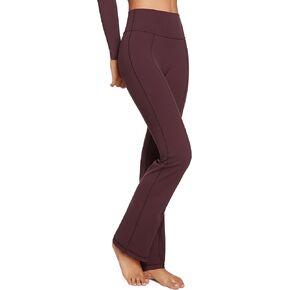 High Waist Mini Flared Leggings for Women 31" Bootcut Tummy Control Casual Lounge Yoga Pants Americano (Plumbrown) Medium