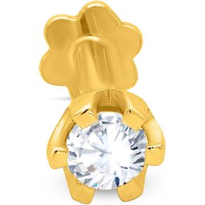 0.10 cttw Round Lab Grown Diamond Six Prong Set Nose Pin For Women's in 14K Gold | Women's Diamond Nose Ring |Diamond Color- G-H Diamond Clarity-VS-SI