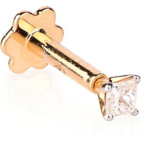 مسمار أنف من الألماس على شكل أميرة مع 6 مم ملولب داخليًا من الذهب الأصفر عيار 14 قيراط بالإضافة إلى خاتم لابريت مونرو in Kuwait