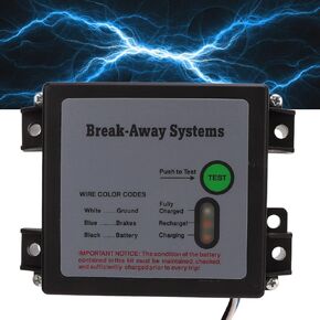Break Away System with LED Test Battery Meter Trailer Box Break Away Kit 12V Test Break Away System with Switch Emergency Brake Switch Accessories (Without Battery)