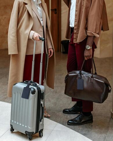 Teskyer Leather Luggage Tags for Suitcases, TSA Approved Luggage Tag with Privacy Protect Flap Cover, 2 Pack, Brown in Saudi Arabia