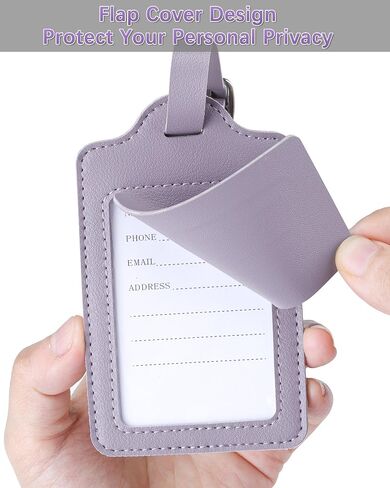 Teskyer Leather Luggage Tags for Suitcases, TSA Approved Luggage Tag with Privacy Protect Flap Cover, 2 Pack, Brown in Saudi Arabia