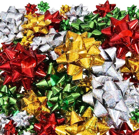 Tatuo 135 Pieces Christmas Colorful Gift Bows Self Adhesive Gift Wrap Bows Metallic Bows for Holiday Christmas Birthday Party Favor, 3 Sizes in Saudi Arabia