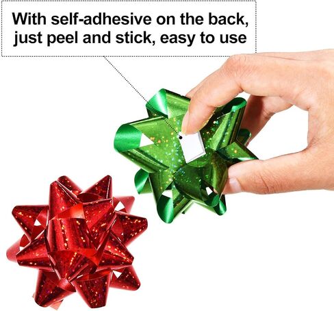 Tatuo 135 Pieces Christmas Colorful Gift Bows Self Adhesive Gift Wrap Bows Metallic Bows for Holiday Christmas Birthday Party Favor, 3 Sizes in Saudi Arabia