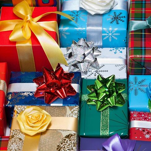 Tatuo 135 Pieces Christmas Colorful Gift Bows Self Adhesive Gift Wrap Bows Metallic Bows for Holiday Christmas Birthday Party Favor, 3 Sizes in Saudi Arabia