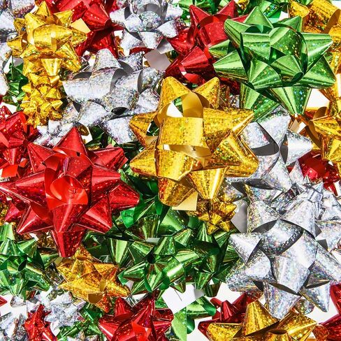 Tatuo 135 Pieces Christmas Colorful Gift Bows Self Adhesive Gift Wrap Bows Metallic Bows for Holiday Christmas Birthday Party Favor, 3 Sizes in Saudi Arabia