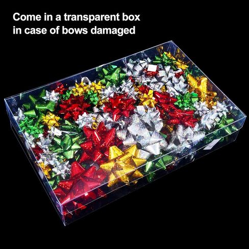 Tatuo 135 Pieces Christmas Colorful Gift Bows Self Adhesive Gift Wrap Bows Metallic Bows for Holiday Christmas Birthday Party Favor, 3 Sizes in Saudi Arabia