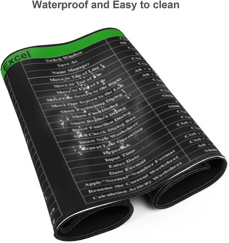 Excel Shortcut Keys Mouse Pad, Computer Word Outlook Command Prompt Extended Large XL Cheat Sheet, Non Slip Rubber Base Stitched Edge Gaming Mousepad, PC Office Keyboard Mat 31.5 X 11.8 Inch in Kuwait