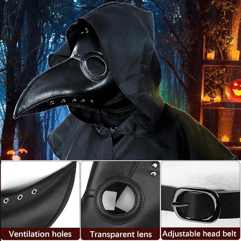 Mprocen الطاعون الطبيب قناع الجلود الطيور منقار قناع لجميع القديسين حفلة تنكرية مخيف ريترو Steampunk تنكر زي الدعائم in Kuwait