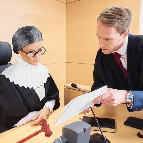 stablerice 5 Pcs Halloween Judge Costume Accessory with Judge Robe False Collar Judge Wooden Gavel Wig Glasses in Saudi Arabia