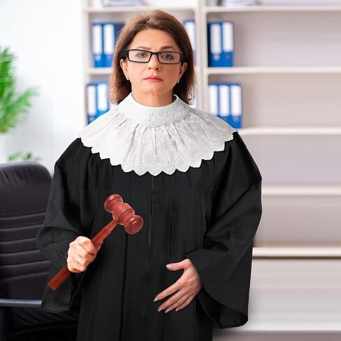 stablerice 5 Pcs Halloween Judge Costume Accessory with Judge Robe False Collar Judge Wooden Gavel Wig Glasses in Saudi Arabia