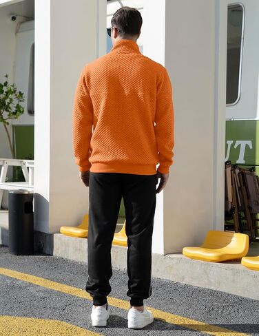 LBL Leading the Better Life Mens Sweatshirt Fashion Stand Collar Button Pullover Sweatshirts with Pockets in Kuwait