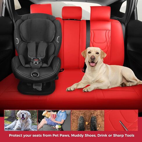 FREESOO Car Seat Covers Full Set - Faux Leather Black and Green Automotive Seat Protector Waterproof Universal for Most 5 Seat Car Sedan SUV Pick-Up Truck in Kuwait