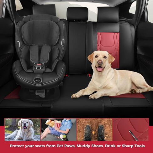 FREESOO Car Seat Covers Full Set - Faux Leather Black and Green Automotive Seat Protector Waterproof Universal for Most 5 Seat Car Sedan SUV Pick-Up Truck in Kuwait