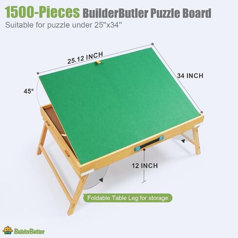1500 Pieces Puzzle Table with Legs,25"x34" Wooden Jigsaw Puzzle Board with 4 Drawers & Cover,3-Tilting Angles for Puzzle Enthusiasts in Saudi Arabia