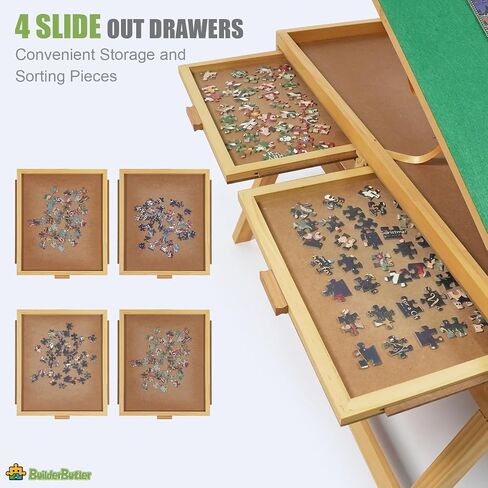 1500 Pieces Puzzle Table with Legs,25"x34" Wooden Jigsaw Puzzle Board with 4 Drawers & Cover,3-Tilting Angles for Puzzle Enthusiasts in Saudi Arabia