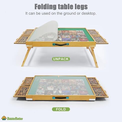 1500 Pieces Puzzle Table with Legs,25"x34" Wooden Jigsaw Puzzle Board with 4 Drawers & Cover,3-Tilting Angles for Puzzle Enthusiasts in Saudi Arabia
