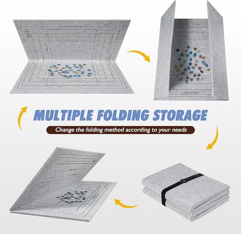 Jigsaw Puzzle Board with 6 Sorting Trays, Foldable Puzzle Mat with Auxiliary Lines for Puzzle Storage Saver, 46" x 31" Portable Puzzle Felt Board with Storage Bag, for Up to 2000 Pieces in Saudi Arabia