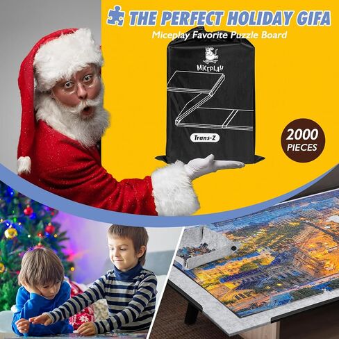 Jigsaw Puzzle Board with 6 Sorting Trays, Foldable Puzzle Mat with Auxiliary Lines for Puzzle Storage Saver, 46" x 31" Portable Puzzle Felt Board with Storage Bag, for Up to 2000 Pieces in Saudi Arabia