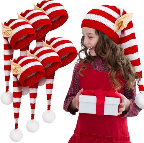 قبعات قزم محبوكة لعيد الميلاد من Funtery مع آذان للأطفال والكبار قبعات سانتا طويلة كروشيه قبعة صغيرة إكسسوارات أزياء قزم in Kuwait