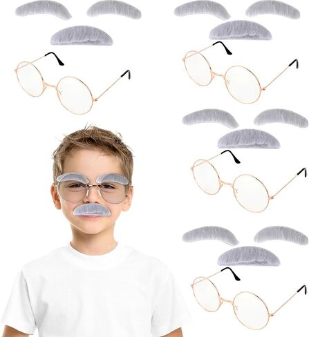 24 قطعة من إكسسوارات أزياء الرجل العجوز تتضمن نظارات الجد الذهبية الوردية وشارب الرجل العجوز والحواجب للأطفال والإكسسوارات الخاصة بحفلات الهالوين in Kuwait