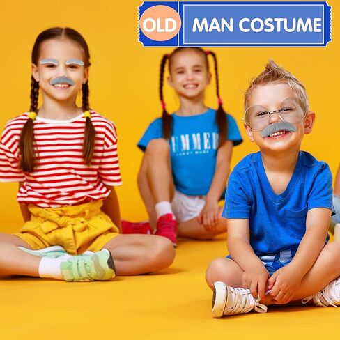 24 قطعة من إكسسوارات أزياء الرجل العجوز تتضمن نظارات الجد الذهبية الوردية وشارب الرجل العجوز والحواجب للأطفال والإكسسوارات الخاصة بحفلات الهالوين in Kuwait