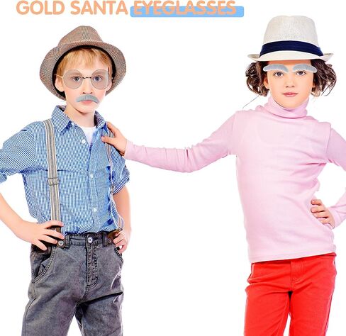 24 قطعة من إكسسوارات أزياء الرجل العجوز تتضمن نظارات الجد الذهبية الوردية وشارب الرجل العجوز والحواجب للأطفال والإكسسوارات الخاصة بحفلات الهالوين in Kuwait