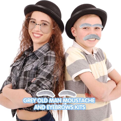24 قطعة من إكسسوارات أزياء الرجل العجوز تتضمن نظارات الجد الذهبية الوردية وشارب الرجل العجوز والحواجب للأطفال والإكسسوارات الخاصة بحفلات الهالوين in Kuwait