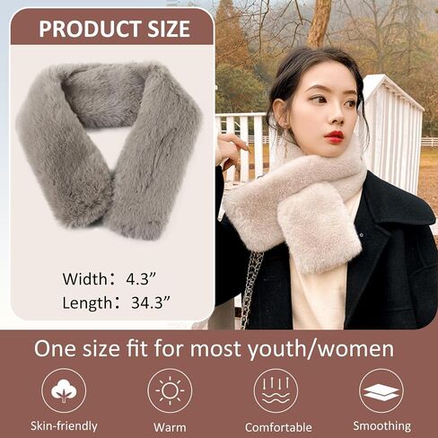 Women Fur Collar Scarf Winter Faux Fur Scarves for Women Cold Weather Lady Neck Warmer in Saudi Arabia