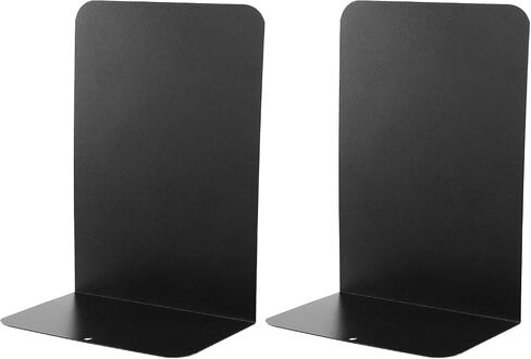 QWORK Bookend، نهايات كتب معدنية سوداء، مجموعة من 4 أزواج من نهايات الكتب شديدة التحمل للأرفف، وسدادات كتب غير قابلة للانزلاق، منظم بسيط للمكتب والمنزل in Saudi Arabia