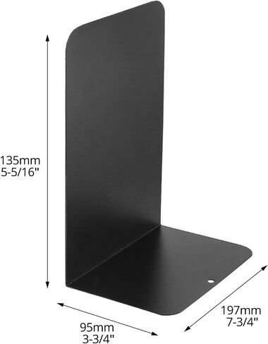 QWORK Bookend، نهايات كتب معدنية سوداء، مجموعة من 4 أزواج من نهايات الكتب شديدة التحمل للأرفف، وسدادات كتب غير قابلة للانزلاق، منظم بسيط للمكتب والمنزل in Saudi Arabia