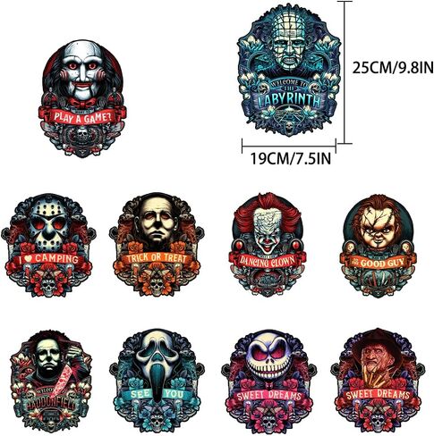 10 PCS Horror Iron on Transfers, Iron on Decals for T Shirts Ready to Press Heat Transfer Designs Iron on Shirt Decals Screen Print Transfers Ready to Press Iron on Decals for Clothing in Saudi Arabia
