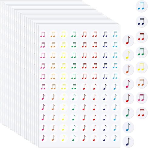 Music Note Stickers, 1760 Pieces Colorful Musical Stickers Mini Teacher Planner Stickers Piano Calendar Stickers Musical Label Cartoon Sticker for Scrapbook Teacher Incentive Stickers 20 Sheets in Saudi Arabia