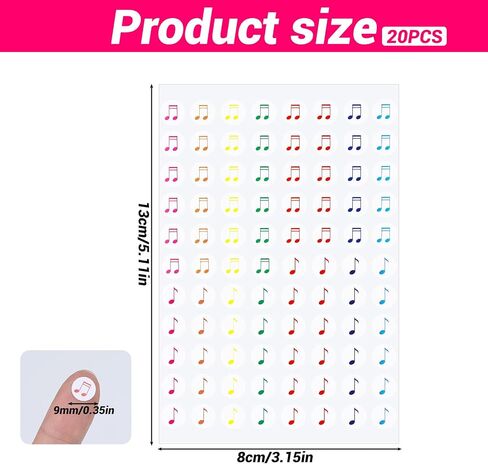 Music Note Stickers, 1760 Pieces Colorful Musical Stickers Mini Teacher Planner Stickers Piano Calendar Stickers Musical Label Cartoon Sticker for Scrapbook Teacher Incentive Stickers 20 Sheets in Saudi Arabia