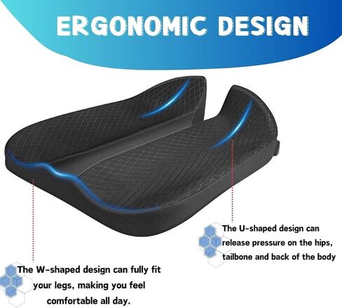 Large Size Memory Foam Seat Cushion for Car and Truck - Long Length Chair Cushions for Sciatica Pain Relief, Comfort and Support, Ideal for Home, Office, or Wheelchair Use in Saudi Arabia