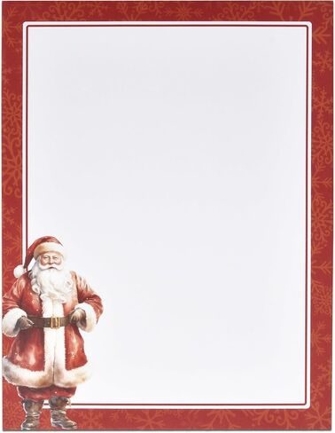 Gift Boutique - Christmas Stationery Paper Letterhead Sheets 100 Pack Holiday Xmas Winter Red Santa Claus Border Design For Writing Letter, Notes, Wedding Invitations & Printing Supplies 8.5" X 11" in Saudi Arabia