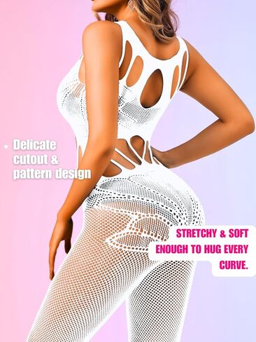 Fishnet Bodysuit,Sheer Mesh Cutout Backless Sexy Jumpsuit For Women,Plus Size Rave Outfit Exotic Dancewear in Kuwait