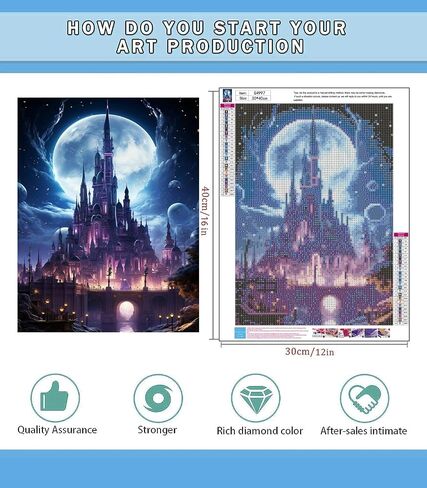 Castle Diamond Painting Kits for Adults - 5D Diamond Art Kits for Adults,Paint with Diamonds Pictures DIY Full Drill Gem Painting Kit Diamond Dots for Home Wall Decor(12x16 inch) in Saudi Arabia