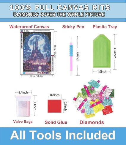 Castle Diamond Painting Kits for Adults - 5D Diamond Art Kits for Adults,Paint with Diamonds Pictures DIY Full Drill Gem Painting Kit Diamond Dots for Home Wall Decor(12x16 inch) in Saudi Arabia