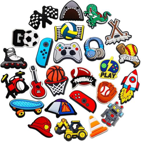 25 | 50PCS Boys Girls Shoe Charms Fits for Croc Clog Sandals, Cute Shoes Decorations Accessories for Boy Girl Adults Women Men in Kuwait