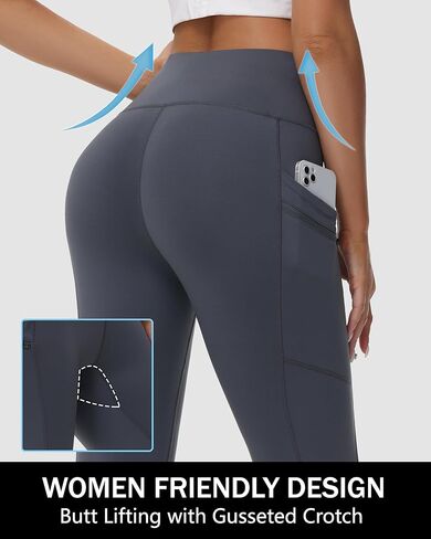 سراويل نسائية مبطنة بالصوف للجري والمشي لمسافات طويلة مقاومة للماء عالية الخصر سراويل شتوية حرارية سراويل يوجا بجيوب بسحاب in Kuwait