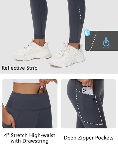 سراويل نسائية مبطنة بالصوف للجري والمشي لمسافات طويلة مقاومة للماء عالية الخصر سراويل شتوية حرارية سراويل يوجا بجيوب بسحاب in Kuwait